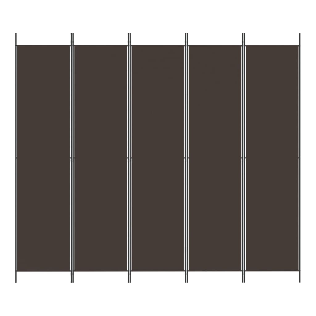 5-tlg. Paravent Braun 250x220 cm Stoff