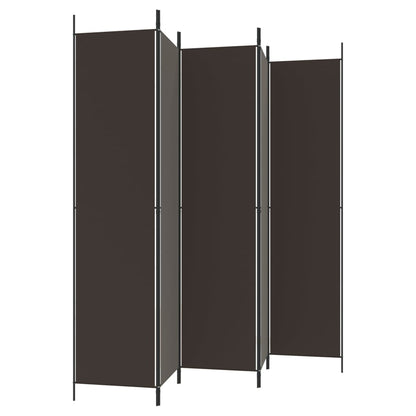 5-tlg. Paravent Braun 250x220 cm Stoff