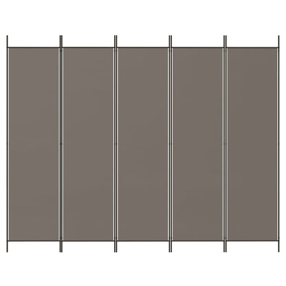 5-tlg. Paravent Anthrazit 250x220 cm Stoff