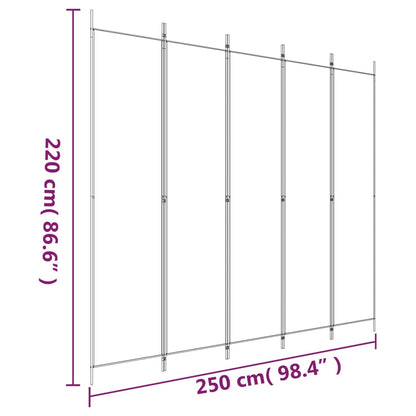 5-tlg. Paravent Anthrazit 250x220 cm Stoff