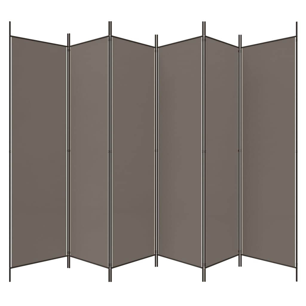 6-tlg. Paravent Anthrazit 300x220 cm Stoff