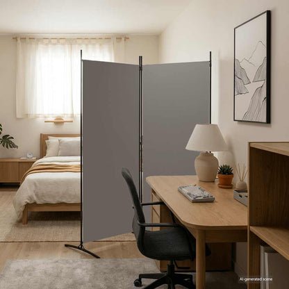 2-tlg. Paravent Anthrazit 175x180 cm Stoff