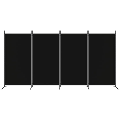 4-tlg. Paravent Schwarz 346x180 cm Stoff