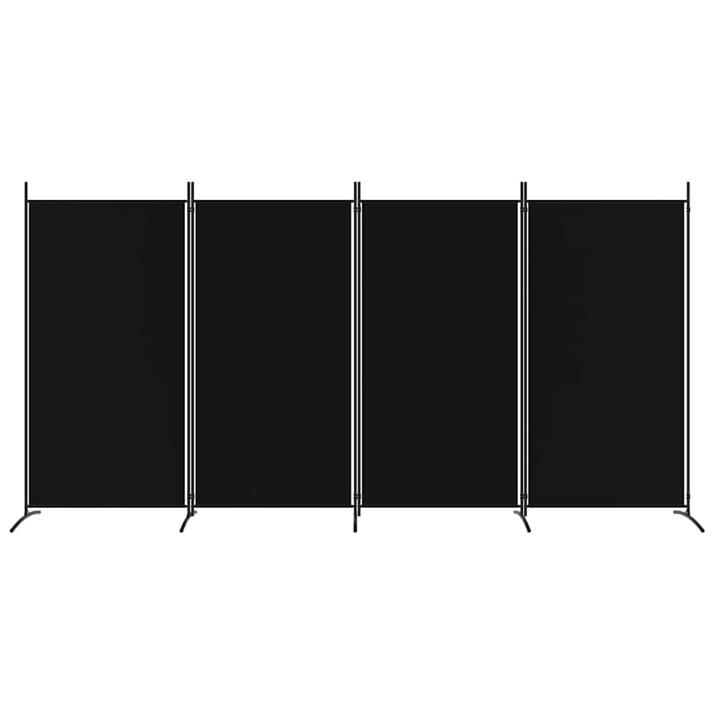 4-tlg. Paravent Schwarz 346x180 cm Stoff