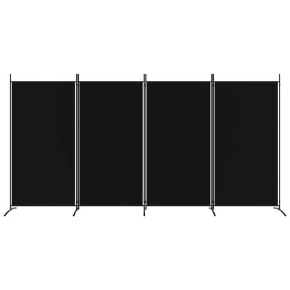 4-tlg. Paravent Schwarz 346x180 cm Stoff