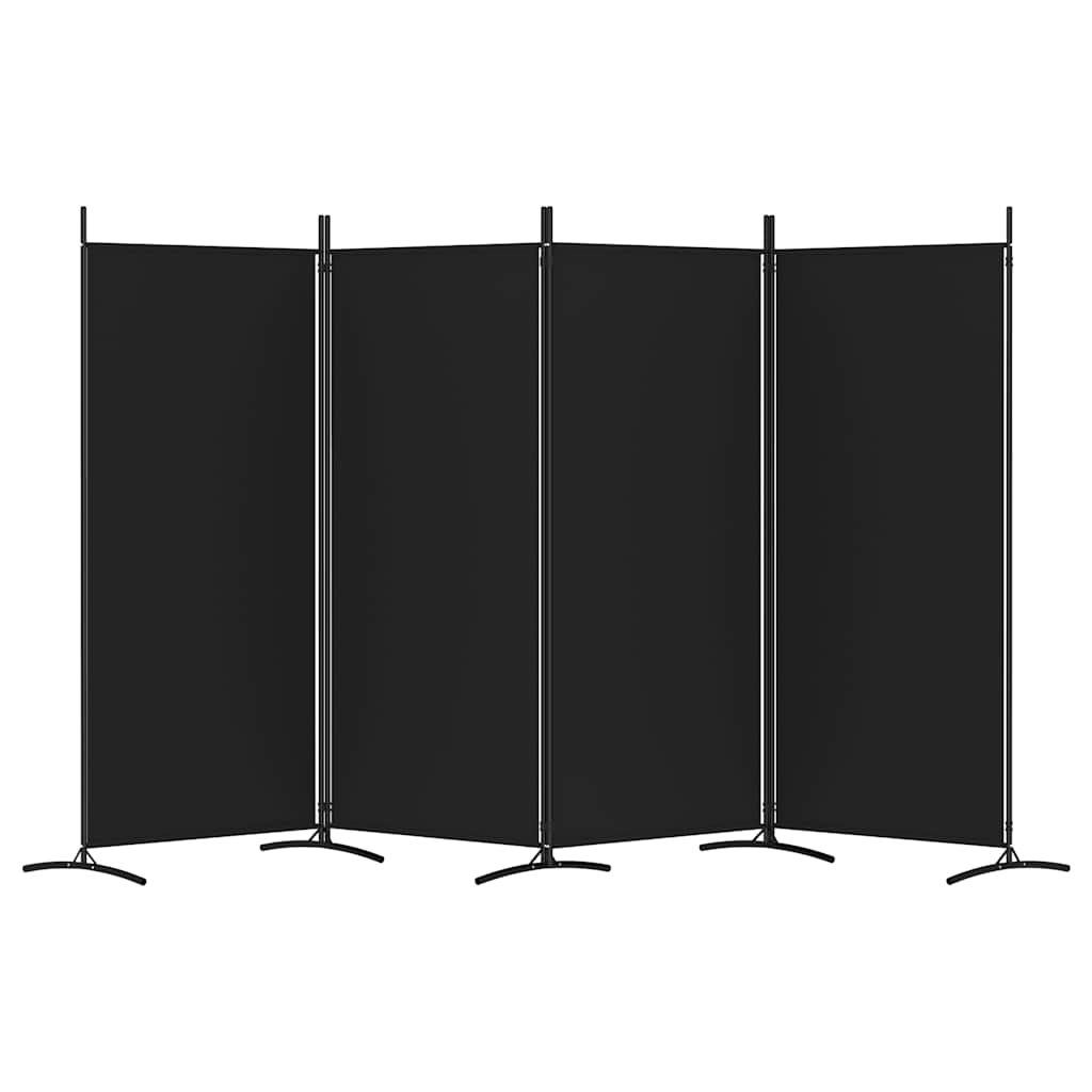 4-tlg. Paravent Schwarz 346x180 cm Stoff