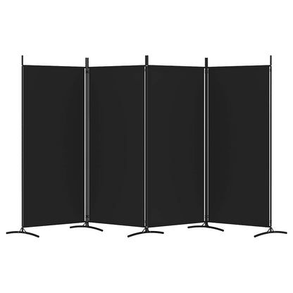 4-tlg. Paravent Schwarz 346x180 cm Stoff