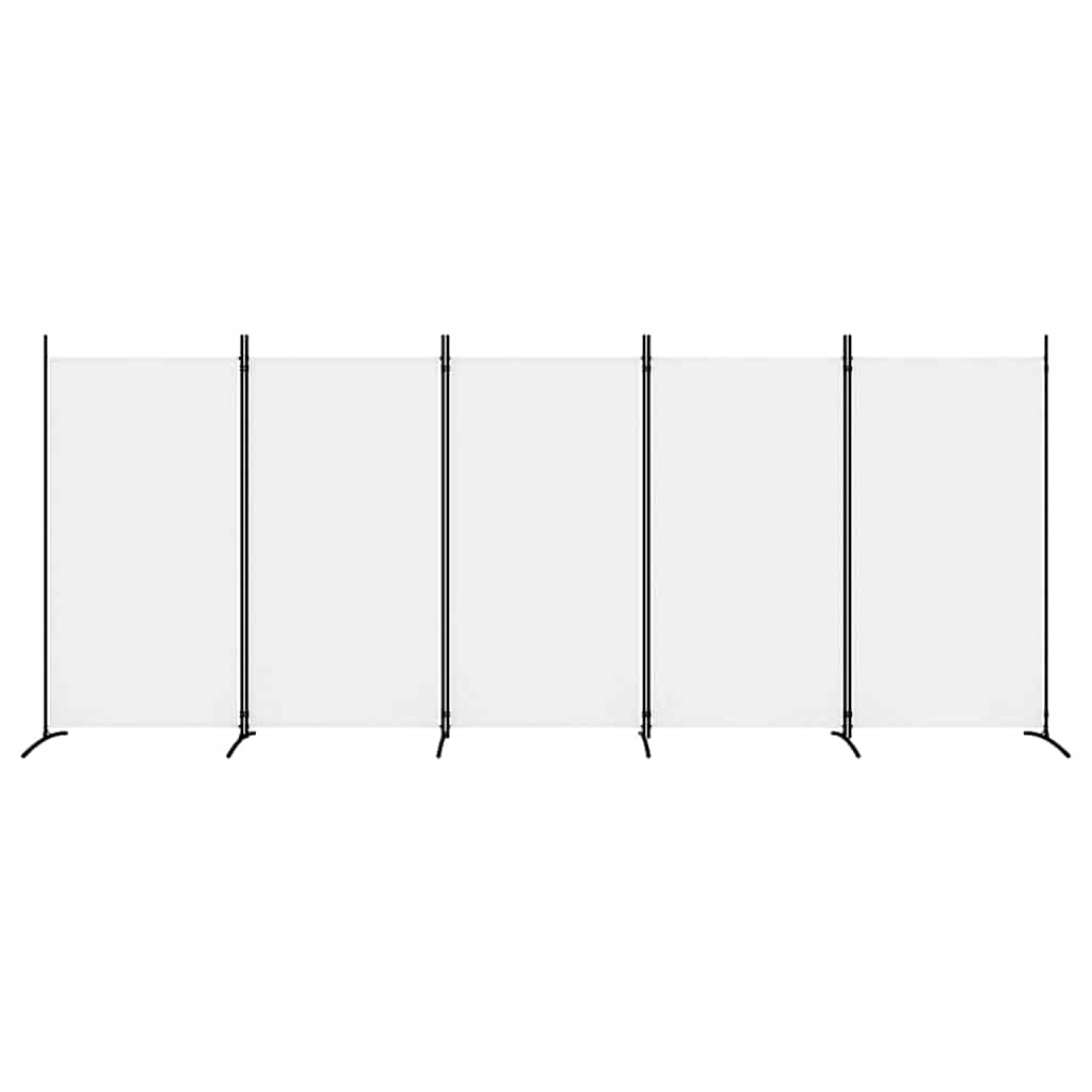 5-tlg. Paravent Weiß 433x180 cm Stoff