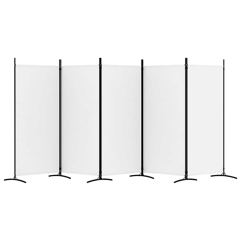 5-tlg. Paravent Weiß 433x180 cm Stoff