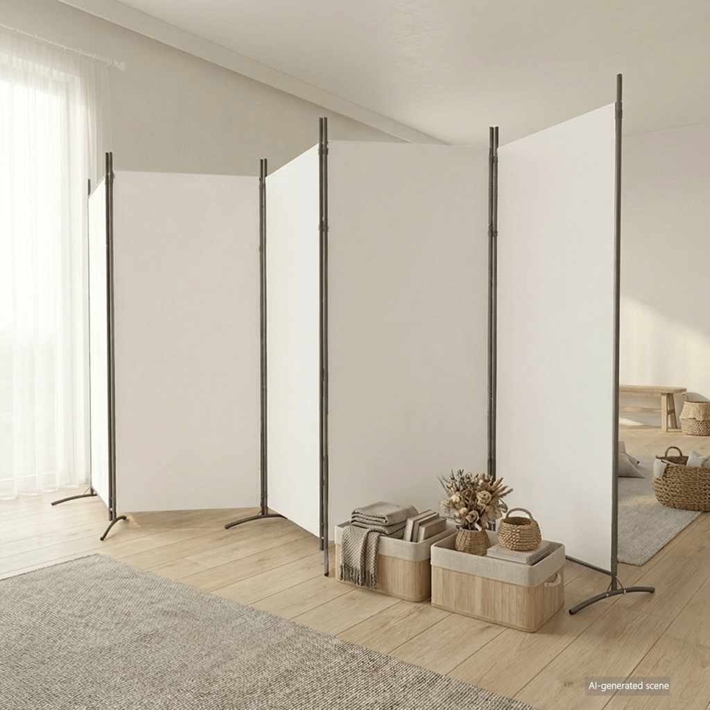 5-tlg. Paravent Weiß 433x180 cm Stoff