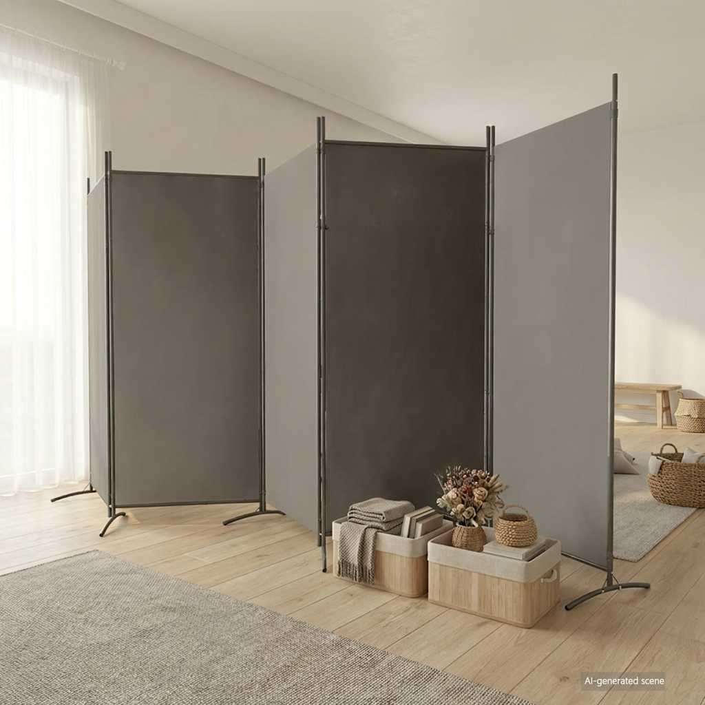 5-tlg. Paravent Anthrazit 433x180 cm Stoff