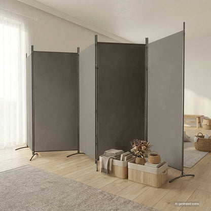 5-tlg. Paravent Anthrazit 433x180 cm Stoff
