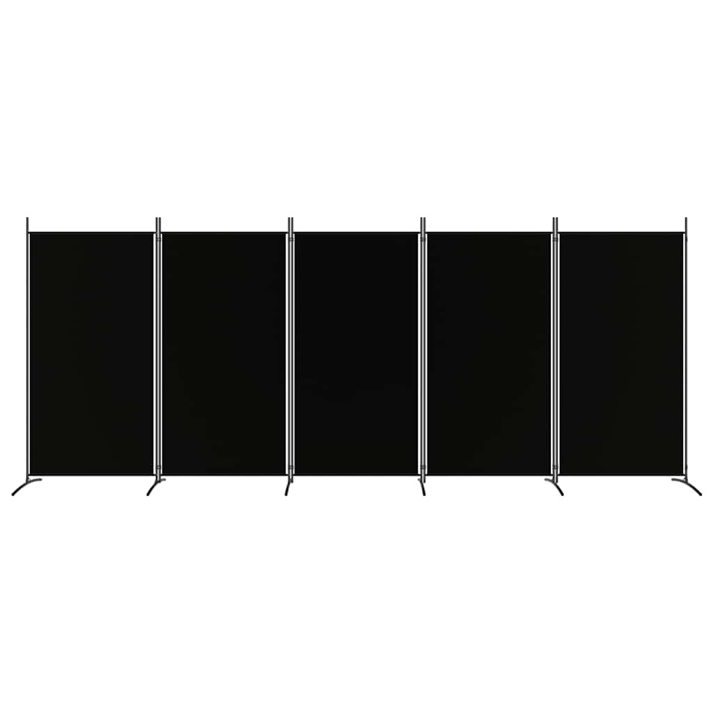 5-tlg. Paravent Schwarz 433x180 cm Stoff