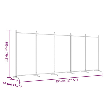 5-tlg. Paravent Schwarz 433x180 cm Stoff