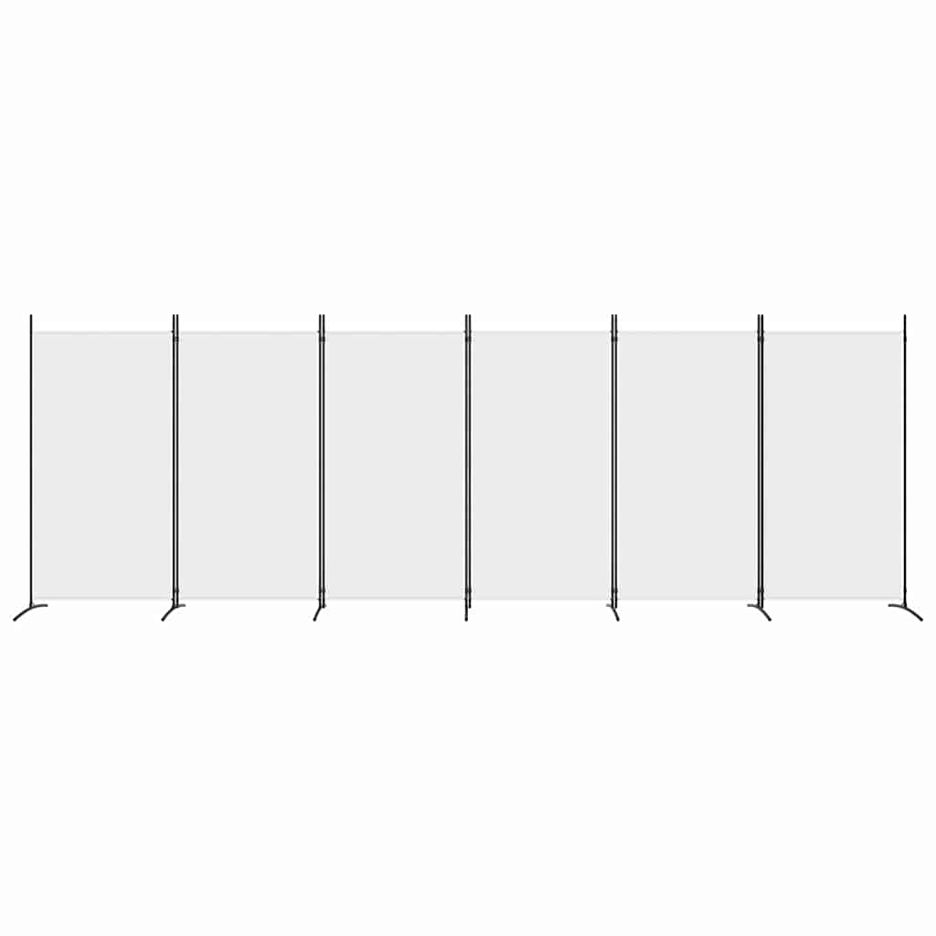6-tlg. Paravent Weiß 520x180 cm Stoff