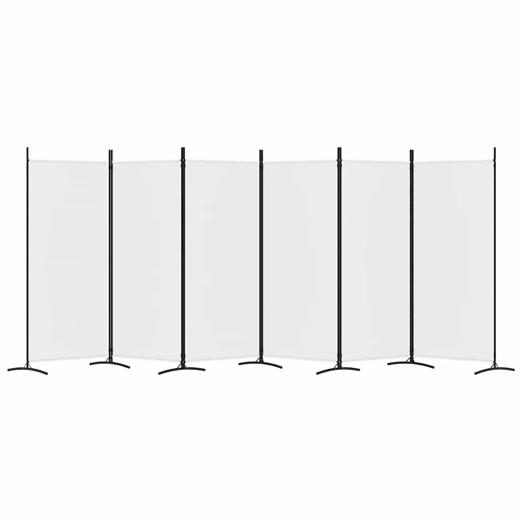 6-tlg. Paravent Weiß 520x180 cm Stoff
