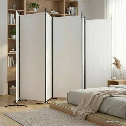 6-tlg. Paravent Weiß 520x180 cm Stoff