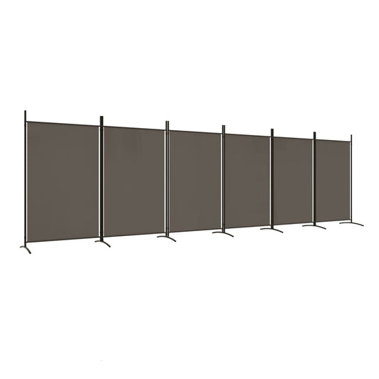 6-tlg. Paravent Anthrazit 520x180 cm Stoff