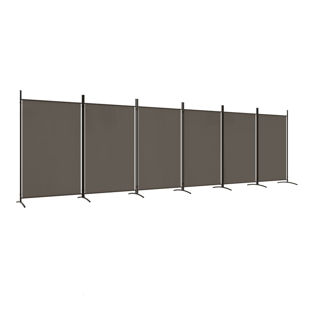 6-tlg. Paravent Anthrazit 520x180 cm Stoff