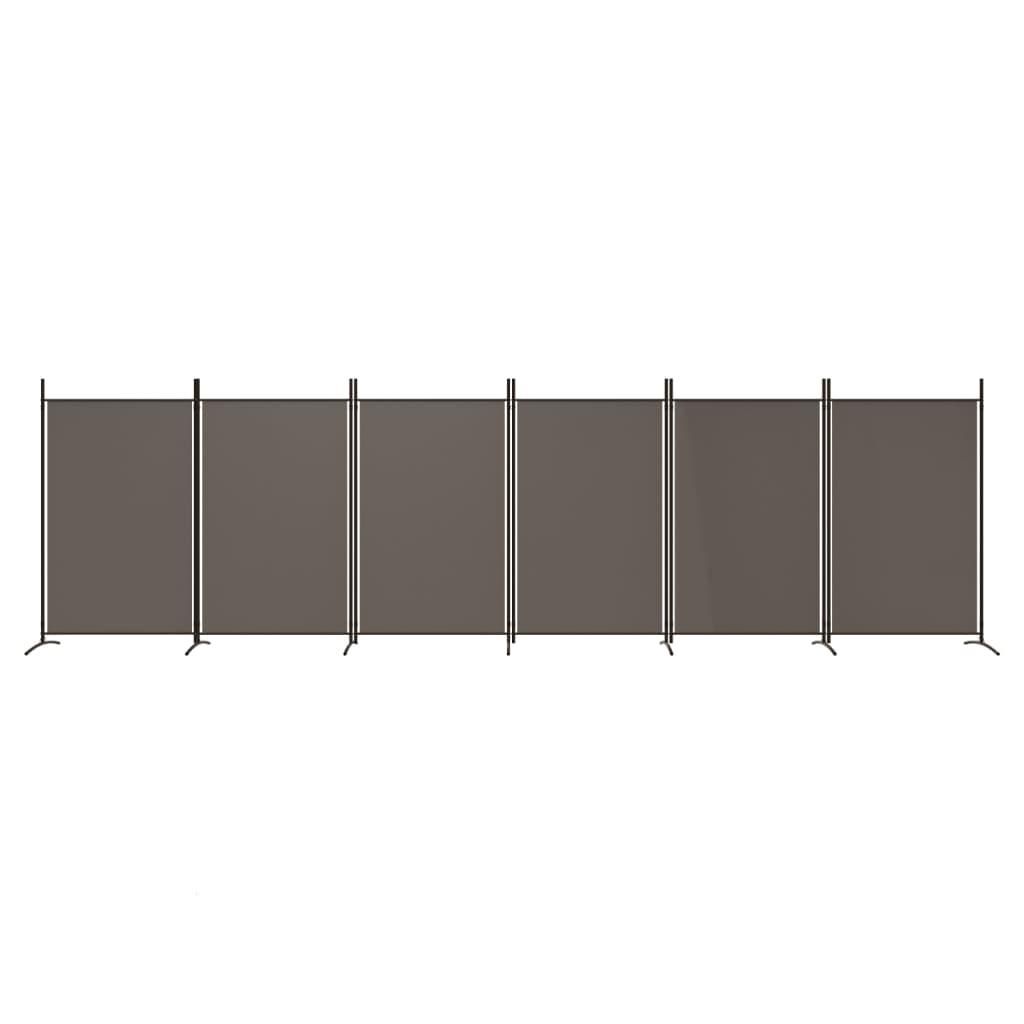 6-tlg. Paravent Anthrazit 520x180 cm Stoff