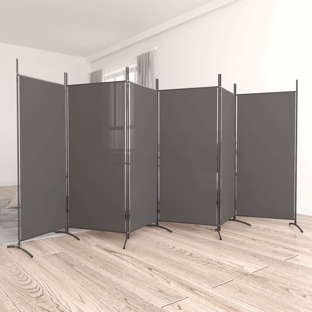 6-tlg. Paravent Anthrazit 520x180 cm Stoff