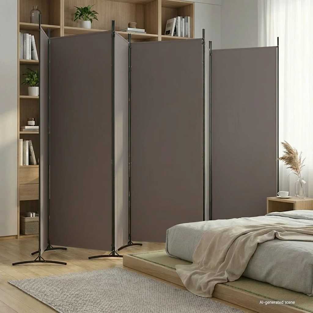 6-tlg. Paravent Anthrazit 520x180 cm Stoff