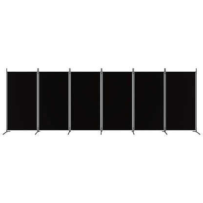 6-tlg. Paravent Schwarz 520x180 cm Stoff