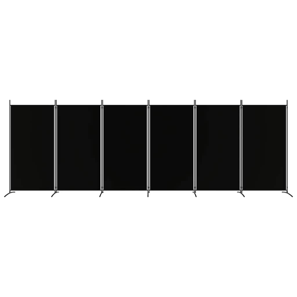 6-tlg. Paravent Schwarz 520x180 cm Stoff