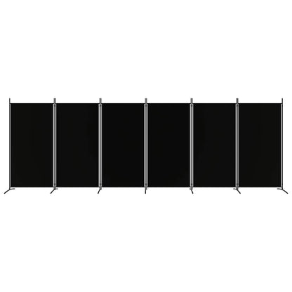 6-tlg. Paravent Schwarz 520x180 cm Stoff