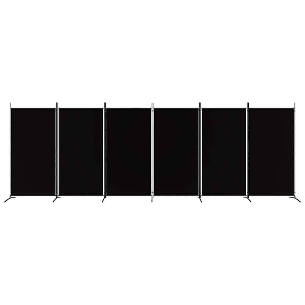 6-tlg. Paravent Schwarz 520x180 cm Stoff