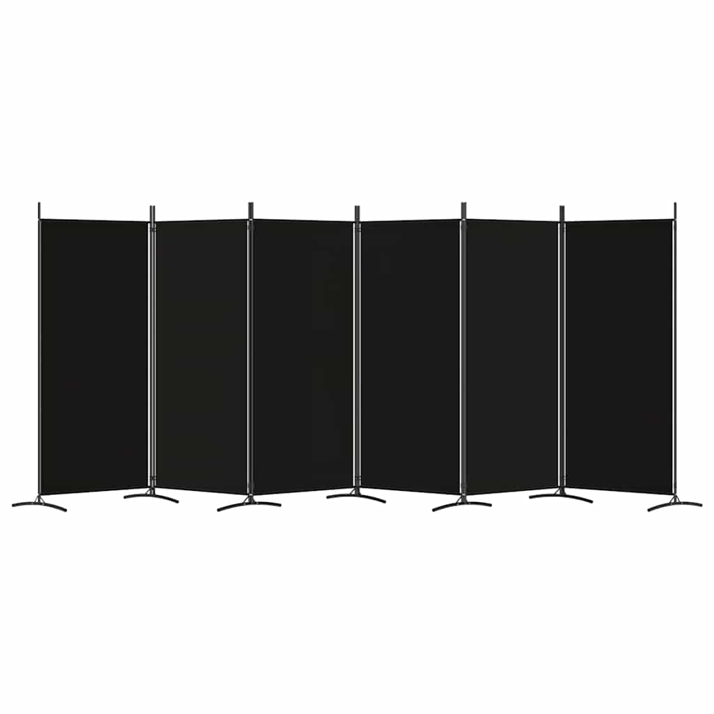 6-tlg. Paravent Schwarz 520x180 cm Stoff
