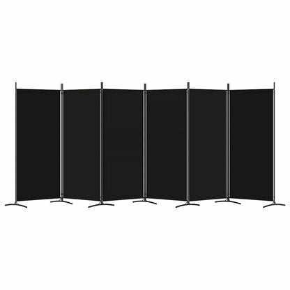 6-tlg. Paravent Schwarz 520x180 cm Stoff