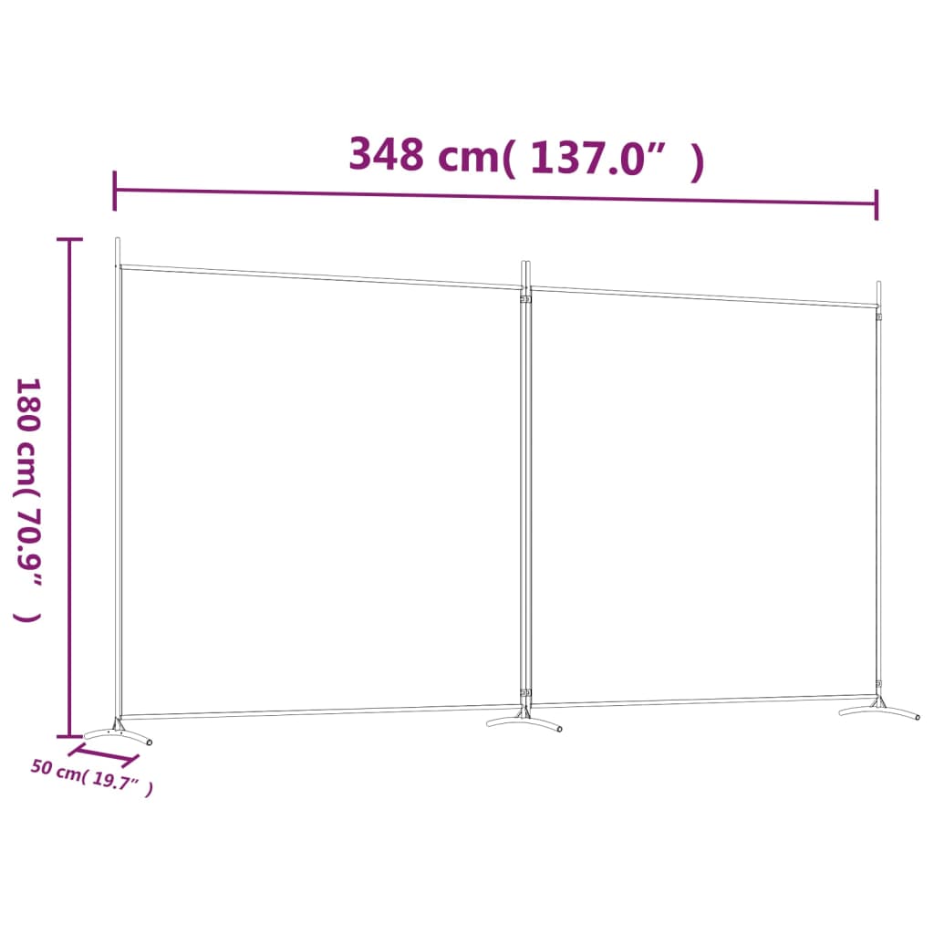 2-tlg. Paravent Braun 348x180 cm Stoff