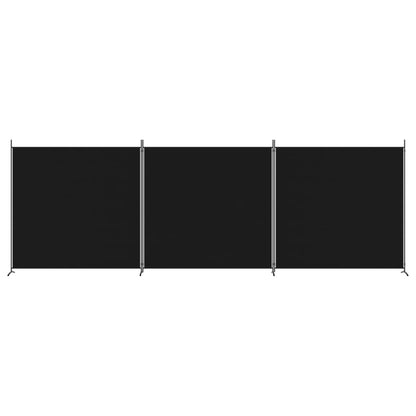 3-tlg. Paravent Schwarz 525x180 cm Stoff