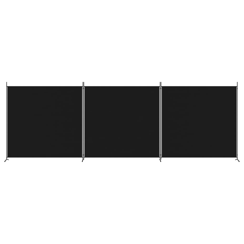 3-tlg. Paravent Schwarz 525x180 cm Stoff