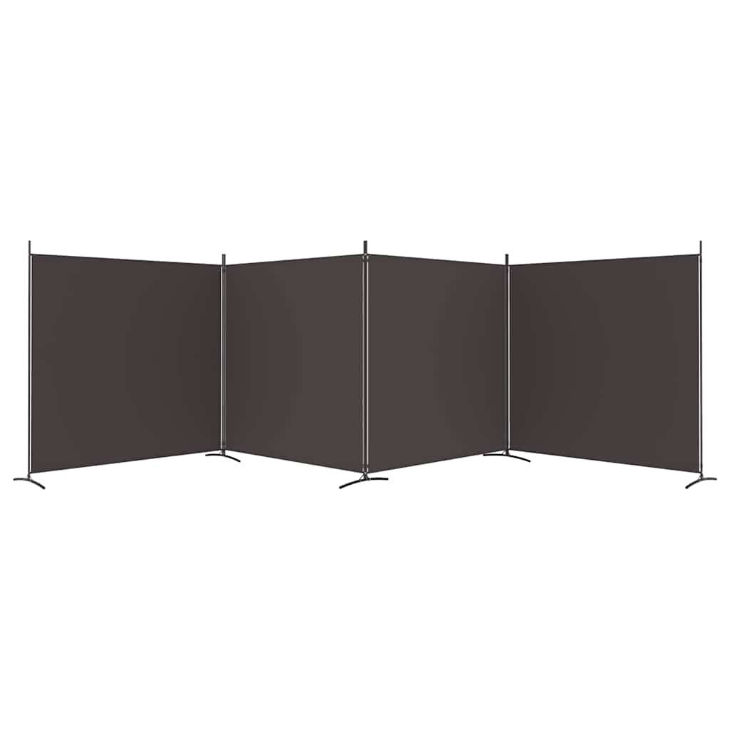 4-tlg. Paravent Braun 698x180 cm Stoff
