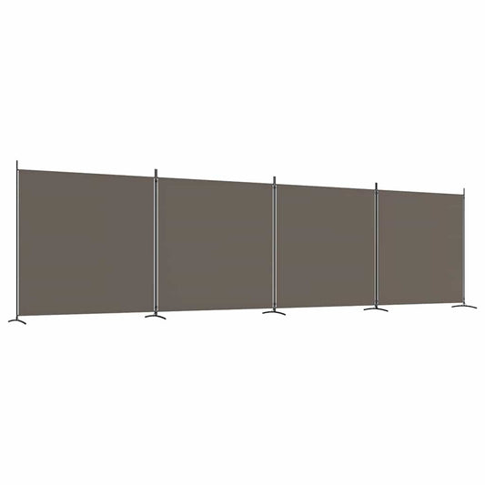 4-tlg. Paravent Anthrazit 698x180 cm Stoff