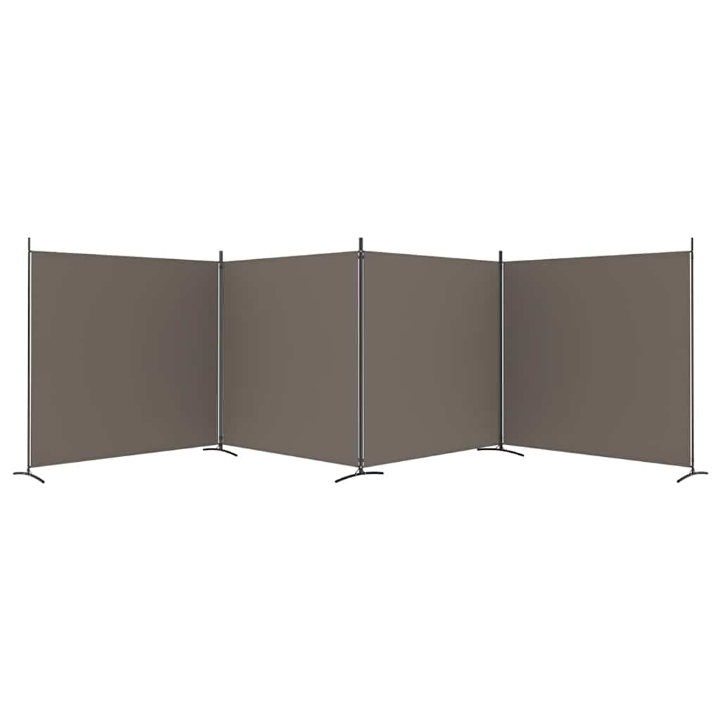 4-tlg. Paravent Anthrazit 698x180 cm Stoff