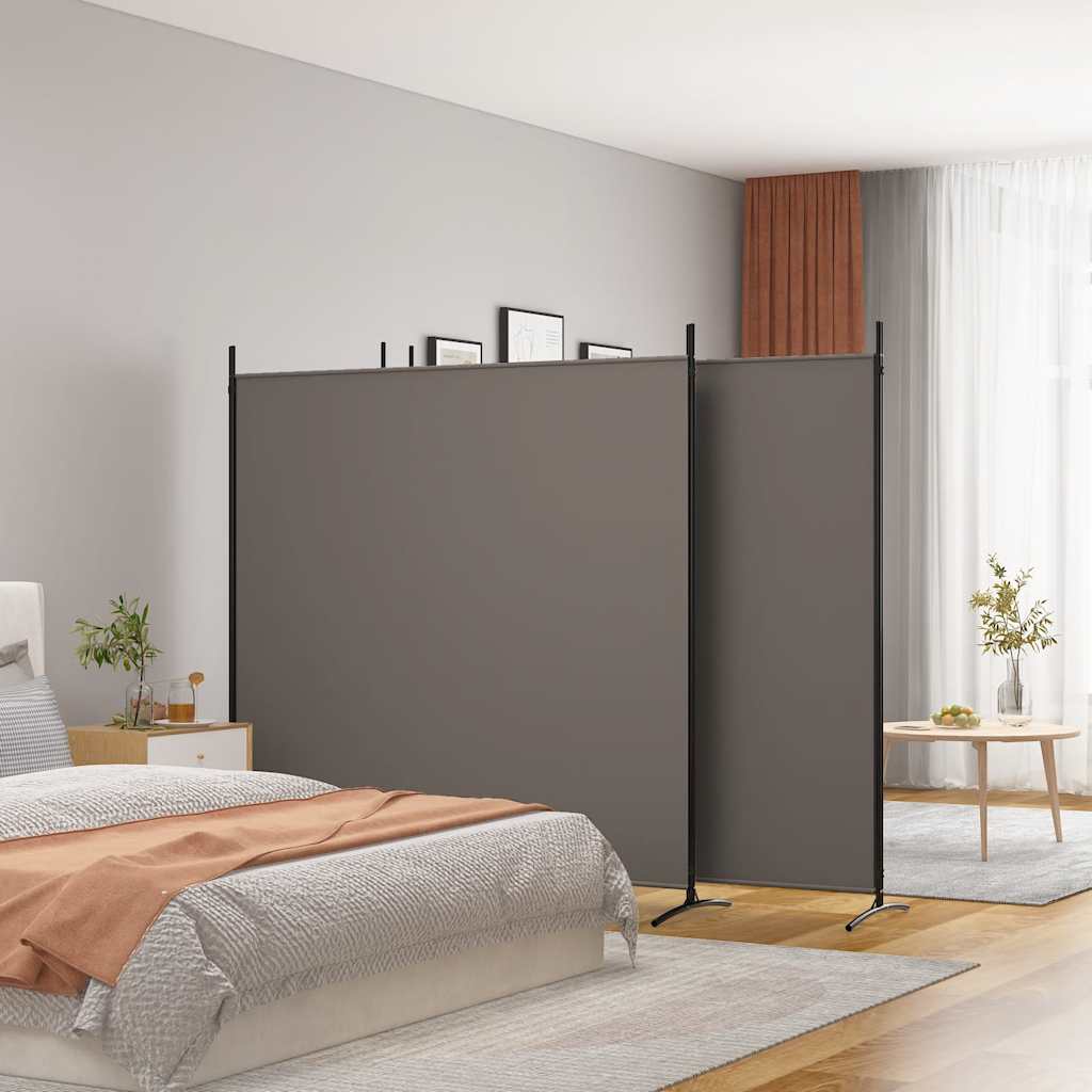 4-tlg. Paravent Anthrazit 698x180 cm Stoff