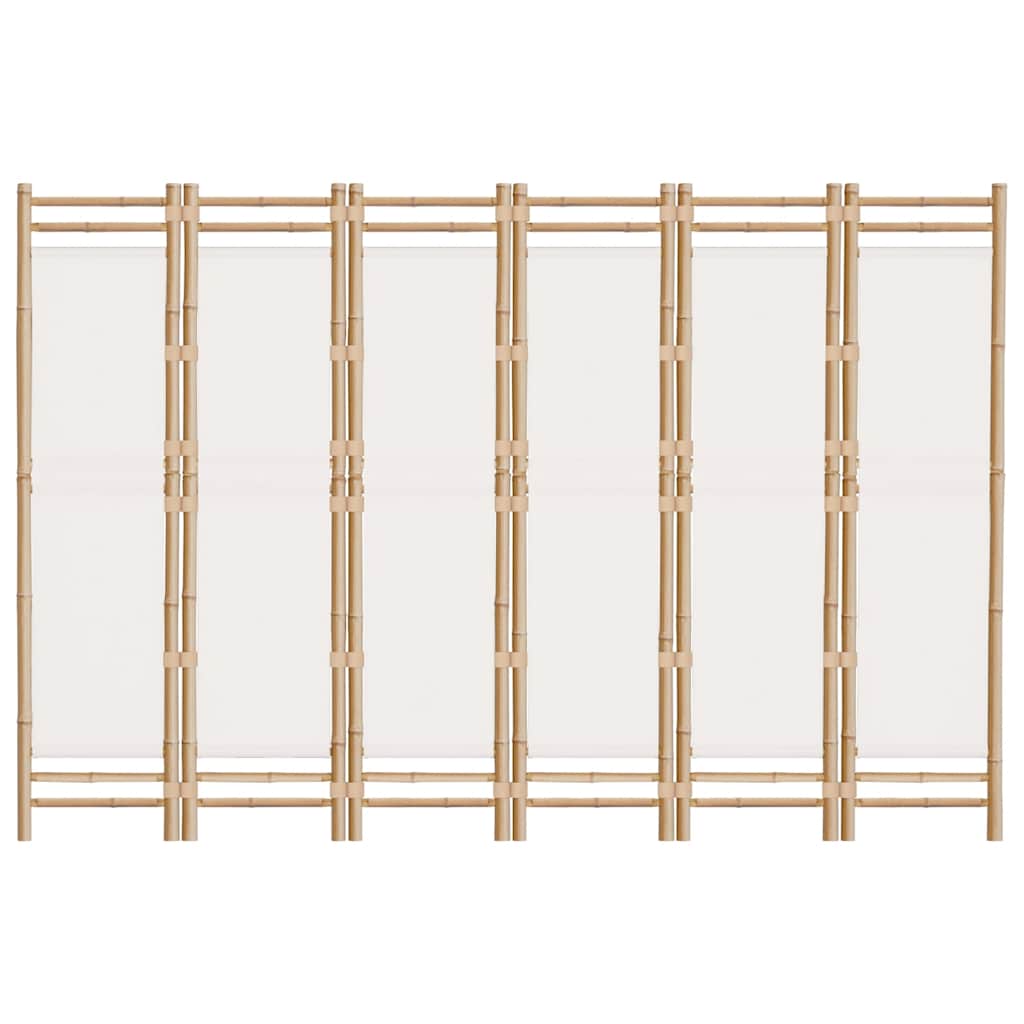 6-tlg. Paravent Faltbar 240 cm Bambus und Canvas