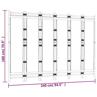 6-tlg. Paravent Faltbar 240 cm Bambus und Canvas
